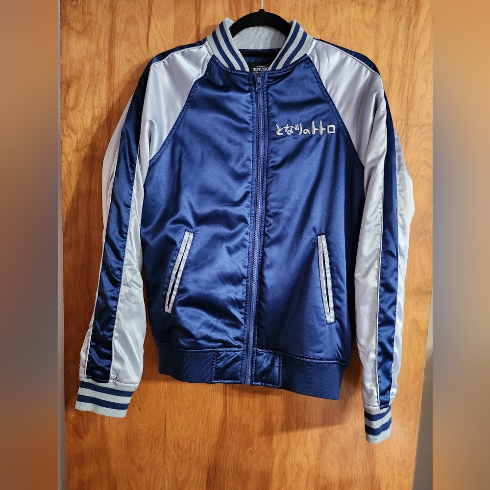 My Neighbor Totoro Anime Navy and White Silky Bomber Jacket Size XS